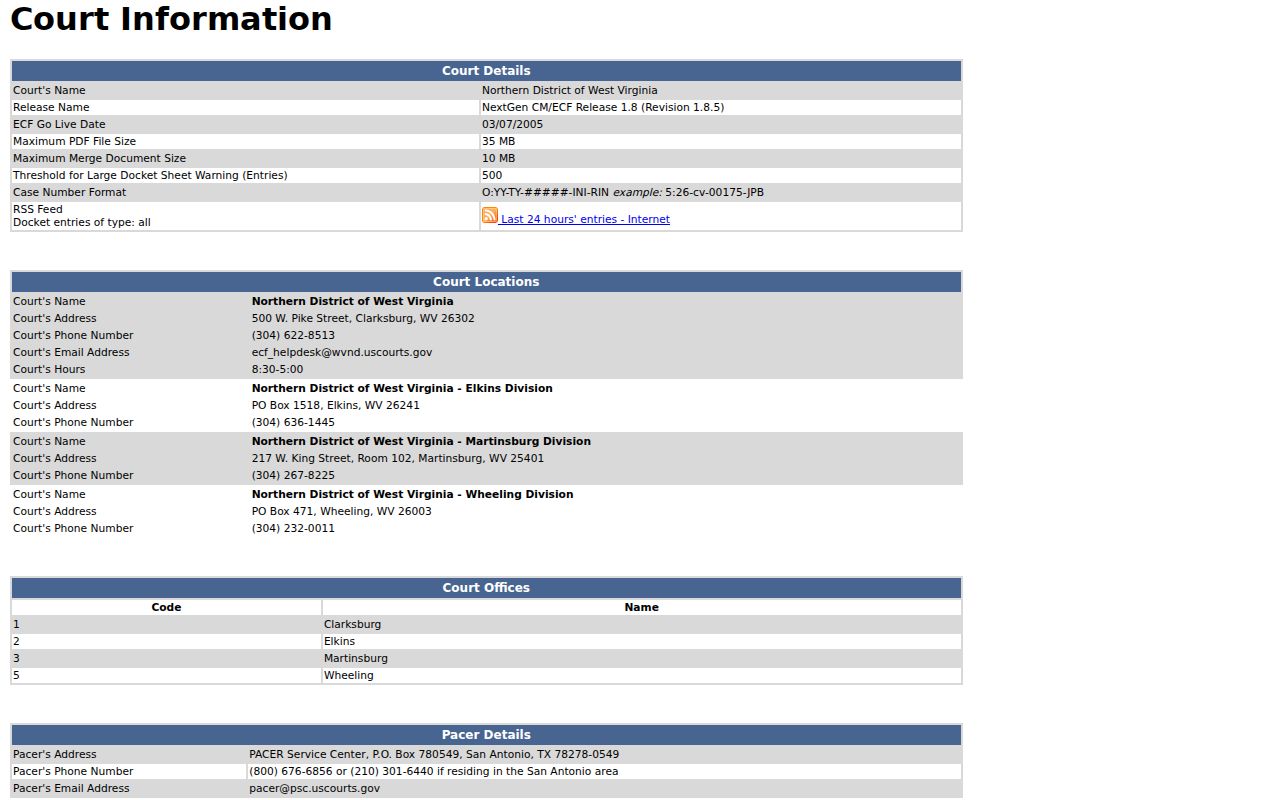 Braxton County traffic court records distinguished from federal CM ECF