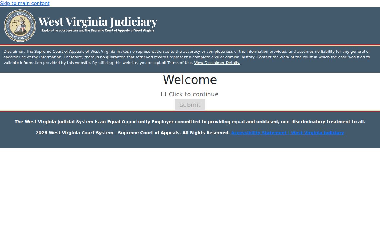 Braxton County court docket Magistrate Case Record Search screen